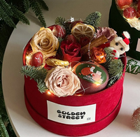 Produk baru kotak bunga mewah pengaturan flanel rajutan natal kemasan kertas Premium untuk hadiah liburan