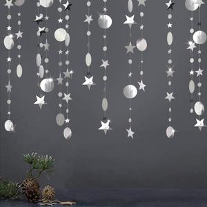 Vendita calda carta glitterata oro nero scintillio piccola stella 4 metri decorazione della stanza ghirlanda rotonda decorativa per il Festival - Product Image 4
