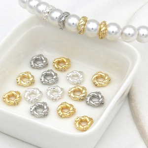 14k gold plated color-preserving twisted zircon round spacer bead DIY bracelet necklace earring pendant <b>accessories</b> C45 - Product Image 4