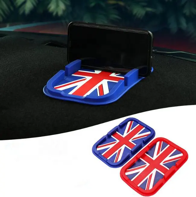 Almohadilla de navegación antideslizante para teléfono móvil, almohadilla de silicona con bandera británica para BMW Mini Cooper