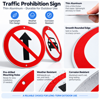 Panneau de signalisation routière rond en aluminium résistant aux intempéries, personnalisé, interdisant les retours en U, les virages à gauche et à droite, et les passages directs pour routes urbaines et municipales