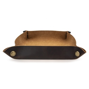 Bandejas de Almacenamiento Plegables de Cuero Personalizadas con Grabado OEM para Joyería y Baño, Estilo Americano Vintage con Logotipo Personalizado - Product Image 5
