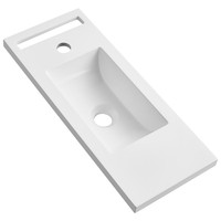 Nouveau design, petite taille, lavabo en résine tendance européenne, lavabo rectangulaire simple pour appartement moderne en ville