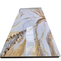 Panneau mural en mosaïque de travertin SPC, matériau composite imperméable pour la décoration intérieure de salle de bain