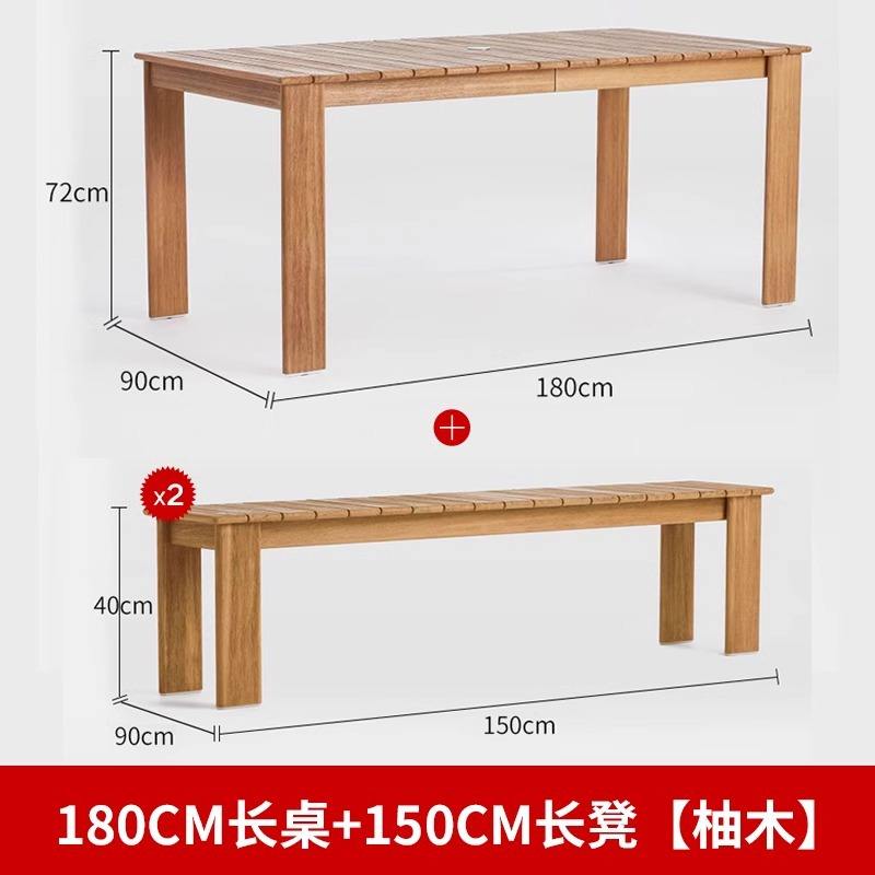 Table de 180 cm de long + banc de 150 cm de long - 2 pièces [Teck]