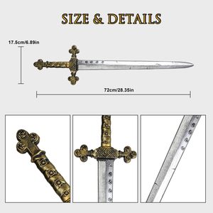 Espada de Juguete de Plástico, Espada Medieval, Accesorio de Disfraz de Halloween y Accesorios de Caballero Renacentista para Niños y Adultos - Product Image 4