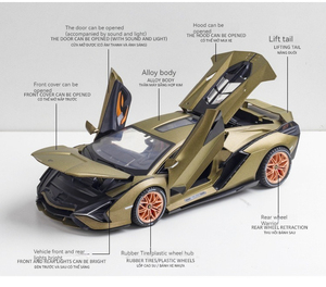 Voitures miniatures 1:18 métal moulé sous pression Lambor <span class=keywords><strong>ghini</strong></span> SIAN modèle de <span class=keywords><strong>voiture</strong></span> en alliage son et lumière portes rétractables collection ouverte décoration jouet ca - Product Image 3