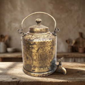 Pot à eau vintage en laiton avec couvercle et poignée, bouilloire en métal, pichet décoratif - Product Image 6