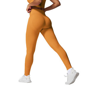 Leggings de yoga sans couture Allure Body pour femme, taille haute, froncés aux fesses, jaune, noir, rose, pour la course, le fitness et le sport - Product Image 3