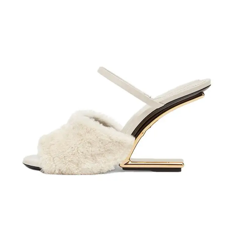 Custom Designer High Heels Sandals Luxury Brands Design Peep Toe Summer Women Sandals With Metal Heel