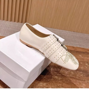 Mocassins à rivets pour <span class=keywords><strong>femme</strong></span>, version montante, nouveau style printemps, en cuir véritable, à bout carré, chaussures plates polyvalentes avec boucle de ceinture - Product Image 3