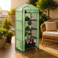 Mini serre à 4 niveaux avec porte à fermeture éclair enroulable, couverture en maille respirante en PE, structure métallique pour la culture de semis et de fleurs