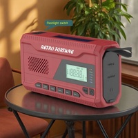 Kit de survie d'urgence rétro Fortune Earthquake avec lampe torche portable, panneau solaire, manivelle, radio numérique LCD AM FM