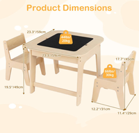 Ensemble table et chaise d'activités en bois 3-en-1 avec tableau noir et tableau blanc amovibles pour les tout-petits - Arts, artisanat, dessin, lecture, jeu