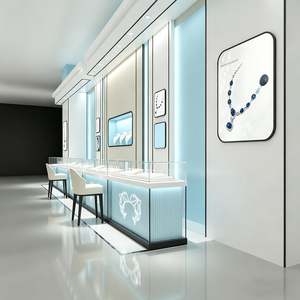 Présentoir de bijouterie minimaliste beige <span class=keywords><strong>avec</strong></span> comptoir incurvé <span class=keywords><strong>avec</strong></span> vitrine centrale, solutions d'affichage au détail - Product Image 5