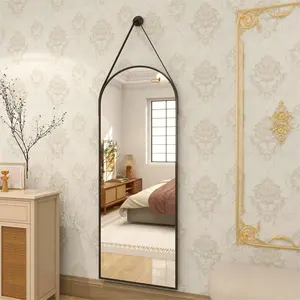 Custom Size Large Gold Metal Frame Arched Floor Vanity Mirror Full Length Black Arched Mirror Wall Frame Dressing