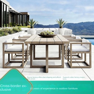 โต๊ะและเก้าอี้ไม้สักสำหรับพักผ่อนกลางแจ้ง กันน้ำ กันแดด เหมาะสำหรับสวน วิลล่า ระเบียง ห้องอาบแดด ไม้กันสนิม - Product Image 1