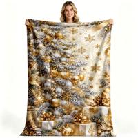 Couverture en flanelle polaire douce et confortable avec motif de cerf blanc de Noël et flocon de neige doré, idéale pour les fêtes, impression personnalisée, vente en gros OEM ODM
