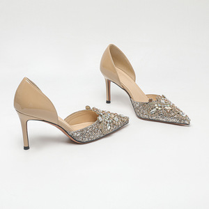 Miss Found Sandales d'été de mariage à talon aiguille et bout pointu, blanches, haut de gamme, nouvelle collection 2026, respirantes, ornées de strass - Product Image 1