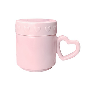 Taza de Café Festiva con Asa Estilo Ins, Taza con Tapa y Corazón en Relieve, Recuerdo Romántico, Tazas de Cerámica - Product Image 2