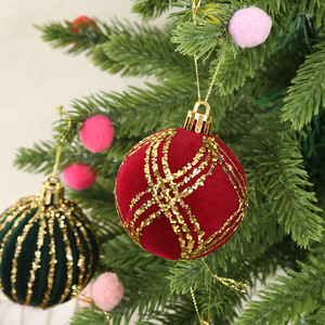 DAMAI Christmas Party Decorations Flocked Hanging Balls Holiday Shopping Mall Window Christmas <b>Tree</b> Painted Ball - Product Image 2