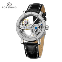 FORSINING Montre-Bracelet Hommes Squelette à Pont Mécanique Automatique à Remontage Automatique