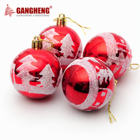 Boules de Noël en peluche peintes, décorations suspendues douces, pendentifs ronds rouges et blancs pour l'affichage des fêtes
