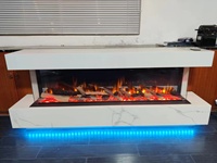 Cheminée électrique décorative 2025 en vogue avec chauffage, flammes multicolores et bûches pour usage commercial