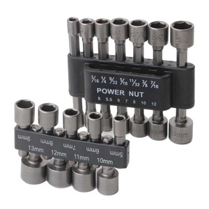 Power Nut Socket <b>Set</b> 5-12mm 3/16-7/16 In Metric Imperial Heavy Duty Socket Wrench <b>Bits</b> For Electric Pneumatic <b>Screwdrivers</b> - Product Image 1