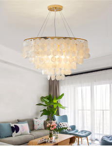 Hfbh 2024 Minimalistisch Interieur Schelp Hotel Slaapkamer Cake Stand Hanglamp Indoor Moderne Gouden Luxe Schelp Kroonluchter - Product Image 4