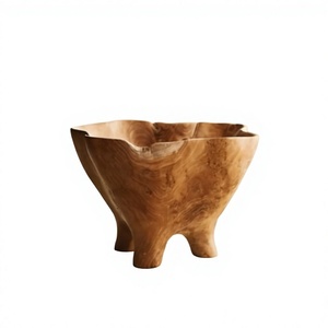 BS INTERNATIONAL Bol à fruits léger en bois d'acacia poli, fait main, style vintage, écologique, de qualité alimentaire, pour centre de table et fêtes - Product Image 5