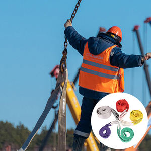 1T 2T 3T 4T 5T 6T 8T 10T 100% ポリエステルラウンド/フラットリフティングスリングポリエステルウェビングホイストリフティングベルトスリング - Product Image 1