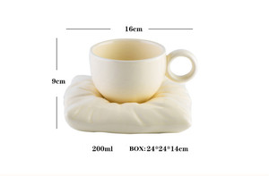 Nordic INS ชุดแก้วและจานรอง,ชุดแก้วกาแฟและถ้วยชานมเซรามิกที่สร้างสรรค์มาการองน่ารัก - Product Image 2