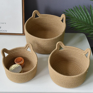 Desktop <b>storage</b> <b>basket</b>, cosmetic <b>basket</b>, woven cotton <b>rope</b> <b>storage</b> box, miscellaneous snacks, keychain, household <b>basket</b>, - Product Image 2