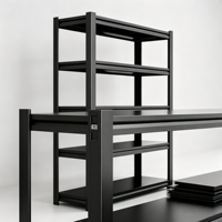 Étagère de rangement à plusieurs niveaux en métal noir, robuste, réglable, pour garage, bureau, maison