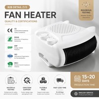 Radiateur soufflant portable avec thermostat à double positionnement, 3 modes (vertical/horizontal), 2000W, contrôle automatique, ignifuge, ERP
