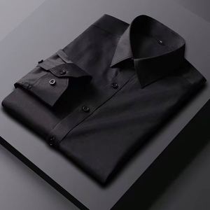New Long-sleeved Solid Color <strong>Shirt</strong> Men's Long-sleeved Twill Plain Fabric <strong>Shirt</strong> Wholesale in Stock - Product Image 5