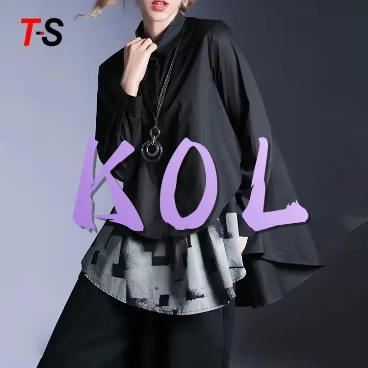 Blus Wanita Kasual Motif Ukuran Besar Longgar Musim Panas