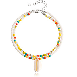 Pulsera <span class=keywords><strong>tobillera</strong></span> de punto de 2 capas para mujer, brazalete bohemio de semilla de cristal, GAB006 - Product Image 5