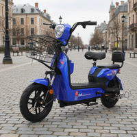 Vélo électrique 400W sans balais, 3 vitesses, cadre en acier 14 pouces, batterie 48V 12Ah, assistance au pédalage, freins à tambour avant/arrière, vélo de ville