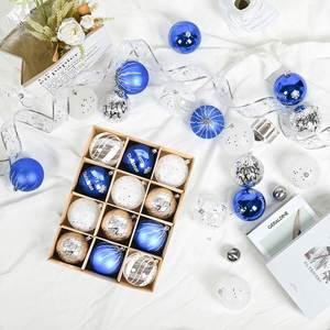 Adornos Navideños, Bolas de Plástico Colgantes Reutilizables, Inastillables, Pintadas en Azul Plateado, Electrochapadas, de 8 cm de Diámetro, en Caja de Regalo - Product Image 4