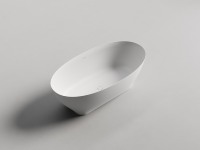 Baignoire autoportante en surface solide MA5002, baignoire moderne en pierre artificielle blanche pour salle de bain