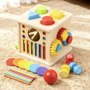 <span class=keywords><strong>Cube</strong></span> d'intelligence multifonctionnel Montessori, labyrinthe de perles colorées, trieur de formes, jouets de motricité fine pour enfants, garçons et filles - Product Image 1