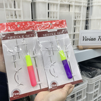 Kit de 5 aiguilles à tisser les cheveux avec manche en plastique pour extensions capillaires – Crochets de pose DIY