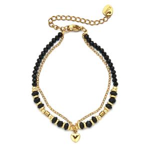 Женский двухслойный браслет из нержавеющей стали, браслеты, бусины, хрустальные персиковые, позолоченные, простые трансграничные взрывные конструкции - Product Image 6