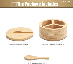 Salt Cellar Salt <b>Container</b> Holder with Swivel Magnetic 3 Compartment Salt Cellar with Lid and Spoon Holder for Kitchen - Product Image 5