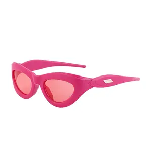 Chic Y2K Futuristic Sunglasses 2024 Sunglasses Women Men Oversized Curved Lens Shades Frame Fashion Brand Logo Custom Glasses