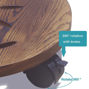 Round Wooden Pot Tray With Caster Wheels 25cm <b>Desktop</b> Flower Pot Base Moveable Plant Stand - Product Image 4