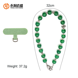 Cinturino per cellulare con <span class=keywords><strong>perline</strong></span> di cristallo verde naturale nuovo stile cinturino da polso Anti-perso con cordino corto a mano - Product Image 5