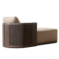 Chaise longue individuelle en aluminium avec revêtement en poudre imperméable personnalisable, tressée en corde, pour l'extérieur, hôtel, piscine